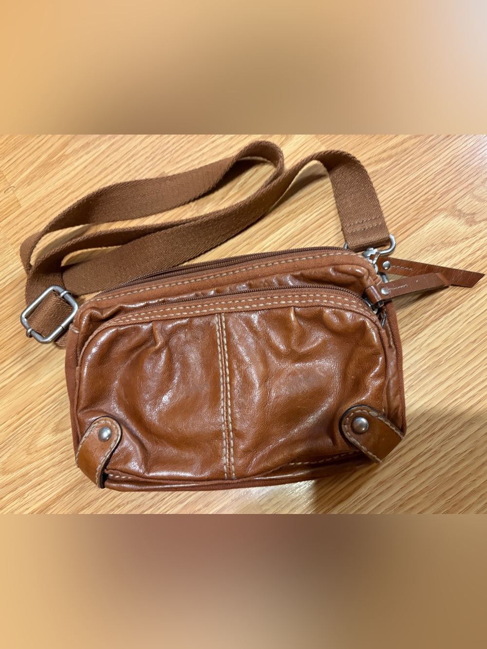 Fossil brown Leather & man made trim crossbody & waist bag